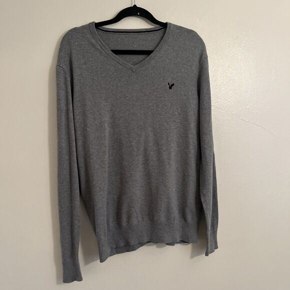 American Eagle Outfitters Early 2000s Cotton V Neck Knit Ribbed Cuff Sweater- L - Picture 2 of 8